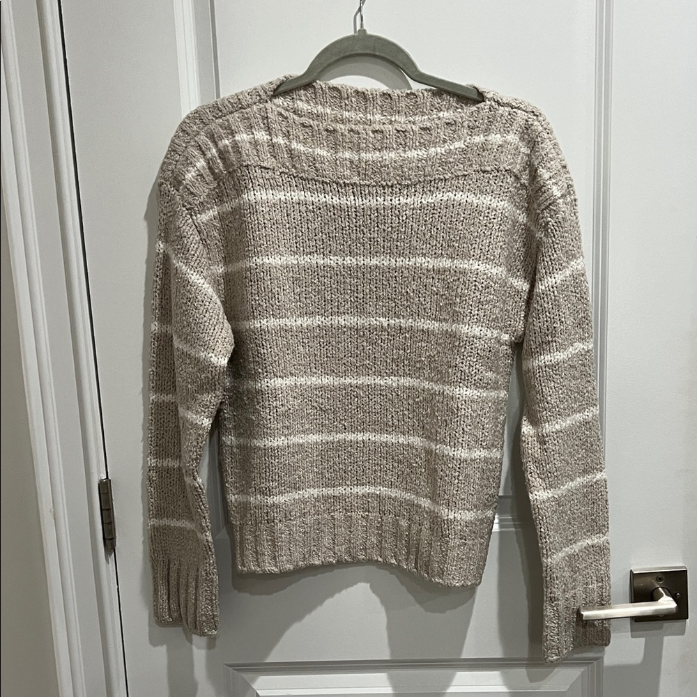 Ann Taylor Beige and Cream Striped Sweater